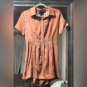 Lumiere Button-Front Dress in Warm Brown